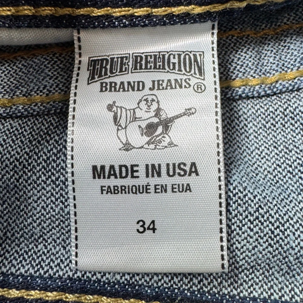 True Religion Men's 34 Ricky Cut Off Denim Shorts Horseshoe Flap Pocket Made USA
